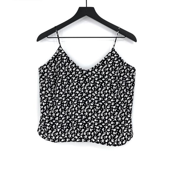 SOMETHING NAVY Tank Top Floral Black White S - Picture 1 of 5
